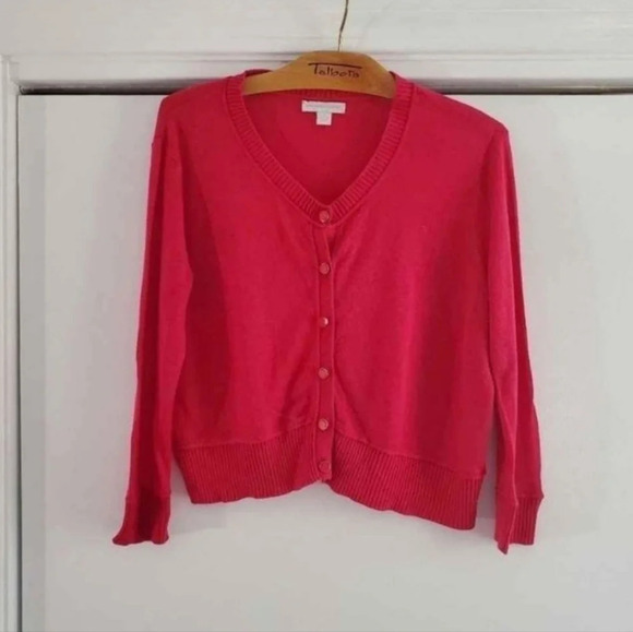 New York & Company Pink VNeck Long Sleeve Button Down Cardigan Medium Sweater - Picture 1 of 8
